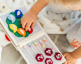 Livro sensorial personalizado, livro de atividades Montessori para crianças, brinquedo sensorial educativo, livro de atividades para viagens.