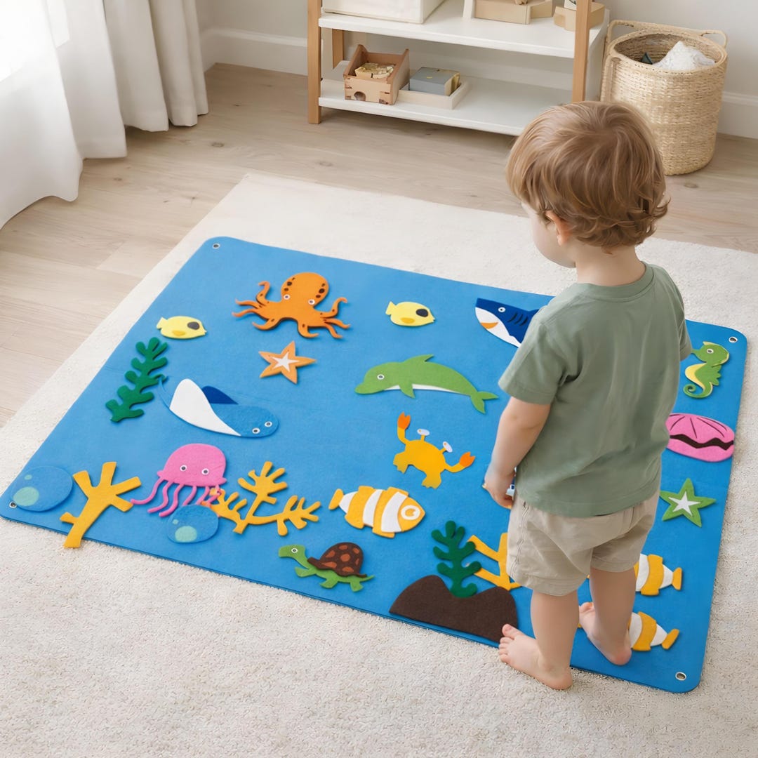 Toddler Quiet Play Mat, Educational Activity Mat, Underwater Playscape ...