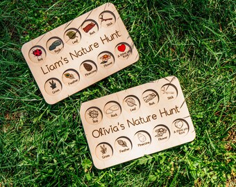 Forest School Nature Activity Board, Custom Nature Hunt Busy Board, Montessori Learning Toy for Kids, 4th Birthday Gift for Toddler