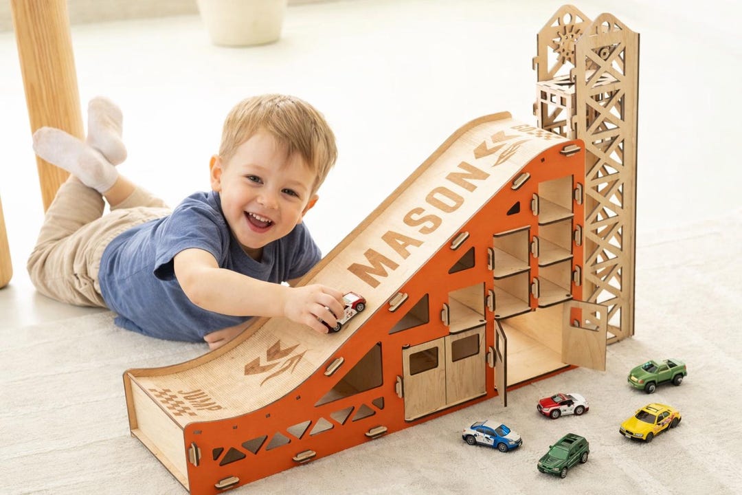Wooden Car Ramp Toy With Garage for Birthday Boy, Montessori Active ...