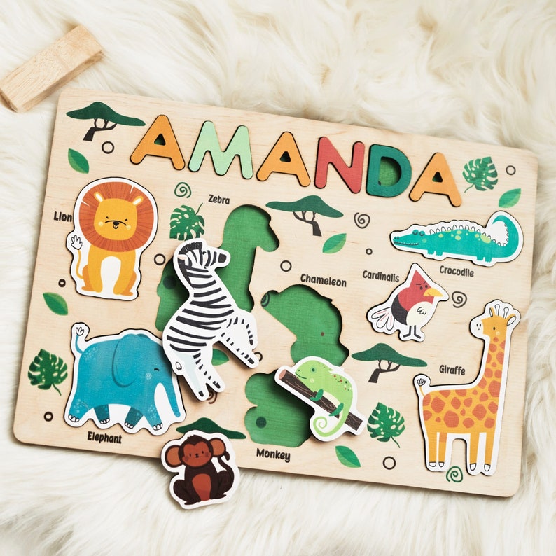 Sea World Name Board, Nautical Wooden Name Puzzle Toy, Baby Ocean