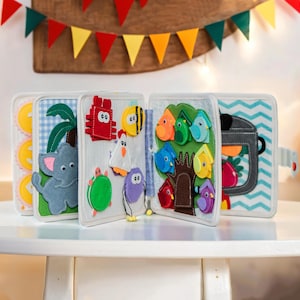 Interactive Quiet Book for Toddlers, Educational Felt Busy Book, Baby Shower Gift, Travel Toy, Baby Birthday Gift, Montessori Sensory Book