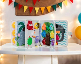Interactive Quiet Book for Toddlers, Educational Felt Busy Book, Baby Shower Gift, Travel Toy, Baby Birthday Gift, Montessori Sensory Book