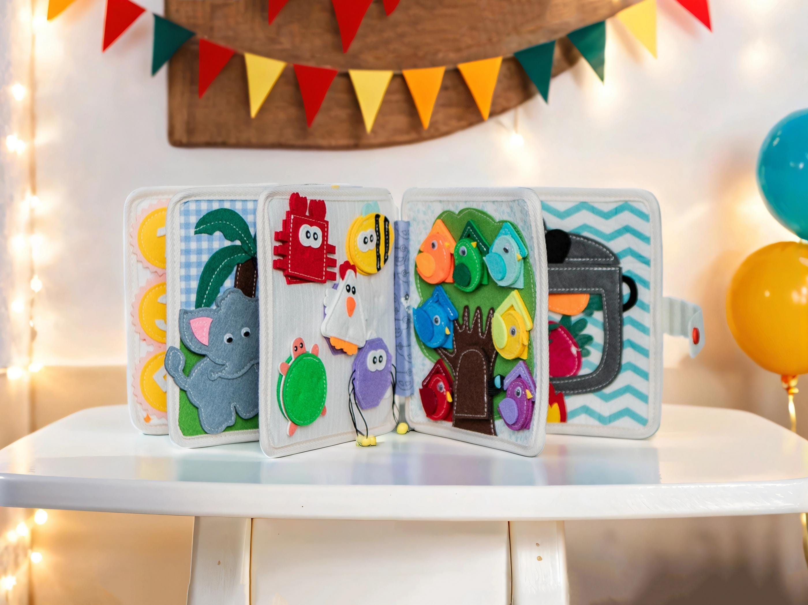 Interactive Quiet Book for Toddlers, Educational Felt Busy Book, Baby Shower Gift, Travel Toy, Baby Birthday Gift, Montessori Sensory Book