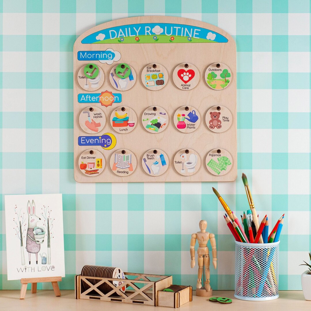 Daily Routine Wood Calendar for Kids Jigsaw Puzzle Montessori Toddler Daily Routine Wood Calendar for Kids Jigsaw Puzzle Montessori Toddler