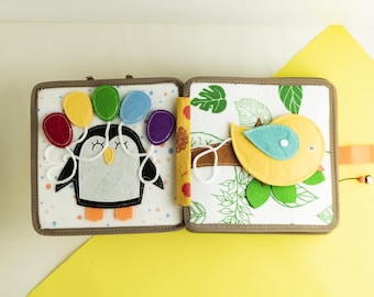 Soft Busy Book for Toddler Girl, Quiet Book for 1 Year Old, Montessori Activity Book, Sensory Felt Toy, Educational Toys, Church Quiet Toy