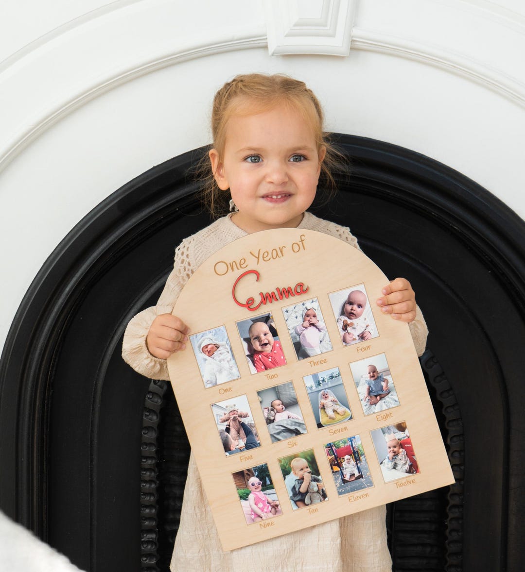 First Birthday Photo Board, One Year Photo Collage, Baby Milestone ...