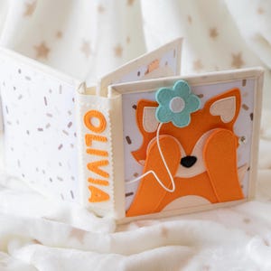 Custom Baby Felt Book Fox, Montessori Quiet Book, Toddler Sensory Book, Travel Toy, Farm Animals Felt Tot, Church Quiet Toy for Toddlers