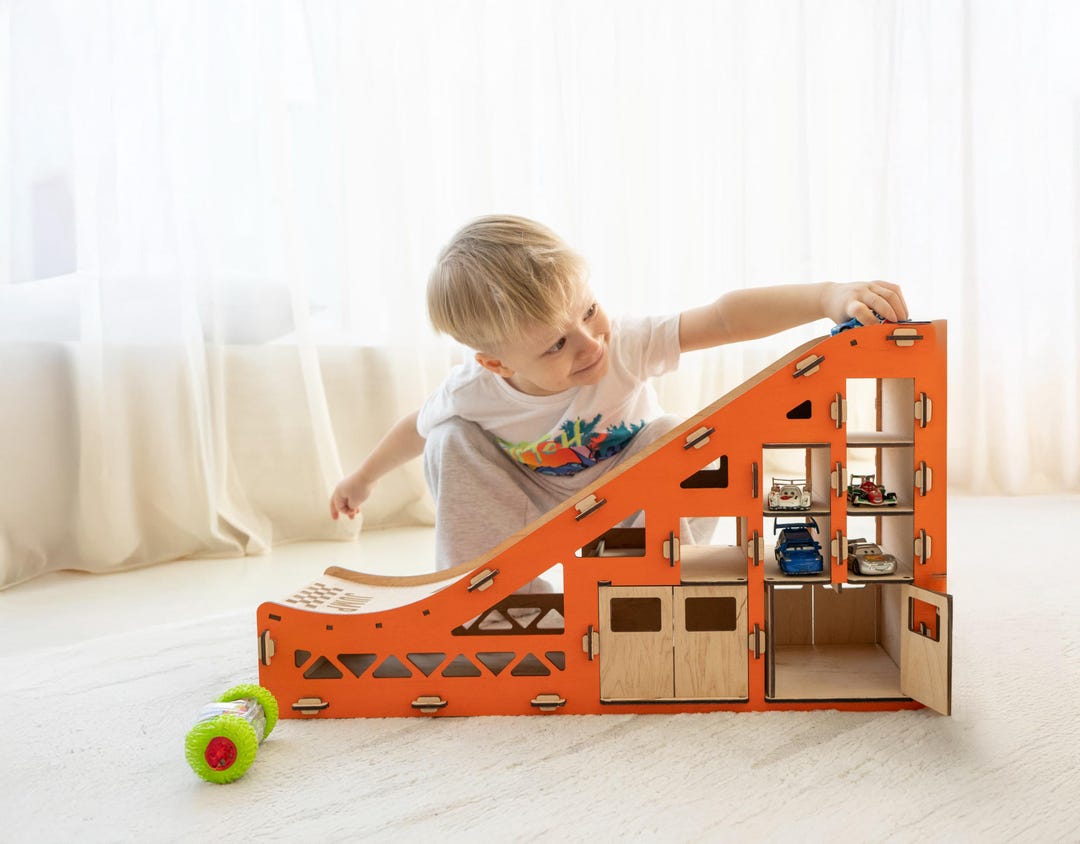 Toddler Ramp Personalised Jump Ramp With Car Storage, Road Track, Toddler Boy Custom ...