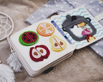 Cute Quiet Book for Kids, Toddler Felt Book, Educational Busy Book, Baby Shower Gift, Travel Toy, 1st Birthday Gift, Montessori Sensory Toy