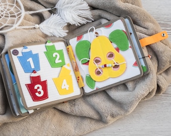 Soft Sensory Busy Book for Toddlers, Montessori Felt Learning Toy, Fine Motor Skills Activity Book, Quiet Time Busy Book