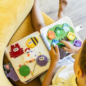 Sensory Activity Book, Montessori Busy Book, Toddler Quiet Book, Soft Learning Book, Educational Toy, Play Book, Birthday Gift for Toddlers