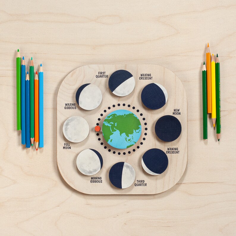 Moon Phase Calendar for Kids, Magnetic Lunar Calendar Toddler, Preschoo ...