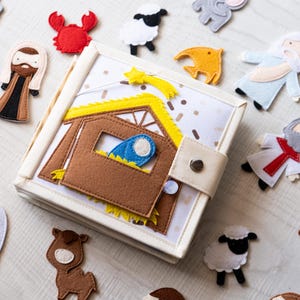 Baby Christian Quiet Book personalizzato, la mia prima Bibbia, giocattolo silenzioso per la chiesa, libro per bambini in feltro, libro Montessori per bambini piccoli, regalo per bambini cattolici