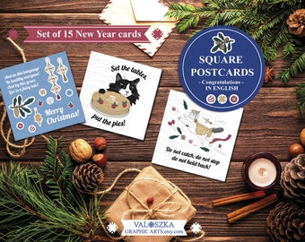 Weihnachtskarten, Postkarten, Weihnachten, Weihnachtsaufkleber, Feiertags- und Neujahrsaufkleber, Frohe Weihnachten, Weihnachten PDF, Digital Download