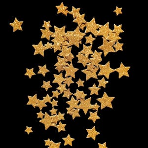 Gestanst papier met gouden glittersterren, kaarten maken, versieringen, scrapbooking