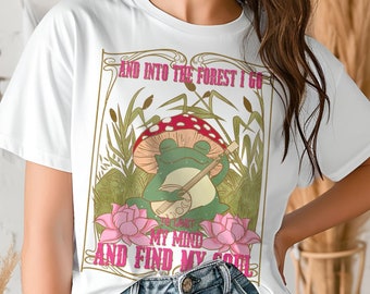 Lustiger Frosch T-Shirt Shirt Goblincore Geschenkidee Kröte singender Frosch Retro Tshirt Boho unisex