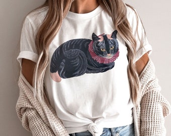 T-Shirt Schwarze Katze von Hiroaki Takahashi T-Shirt Shirt Vintage Boho Geschenkidee Tee