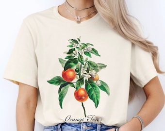 Vintage Orangenbaum T-Shirt Vintage Shirt Kunst Grafik Orange T-Shirt Cottagecore Obst Sommer T-Shirt Geschenkidee Boho botanisches ästhetisches T-Shirt