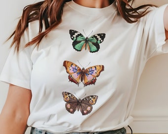 Vintage vlinder T-shirt natuurliefhebber shirt Cottagecore esthetiek botanische tshirt cadeau idee