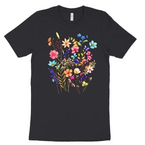 Camiseta Cottagecore Vintage Boho Naturaleza Flores Silvestres Camisa Camiseta botánica Camisa Amante de la naturaleza Idea de regalo Camiseta de flores de acuarela Dark Grey