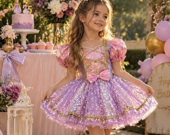 Rapunzel dress, rapunzel costume, princess dress, repunzel toddler dress, princess costume, princess birthday, rapunzel birthday