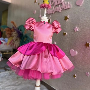 Princess Peach Dress, Super Princess Peach Costume, Halloween Costume, Toddler Dress, Pink Tulle Costume, 1 st Peach Costume, Flower Girl