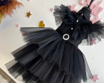 Wednesday Tulle Dress Wednesday Cosplay Costume Birthday Wednesday Dress Black Dress Junior Tulle Dance Costume