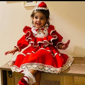 Red Vintage Dress, Baby Girl Dress, Flower Girl Costume, Vintage Toddler Dress, Halloween Costume, Cotton Vintage Dress, Tulle Party Dress
