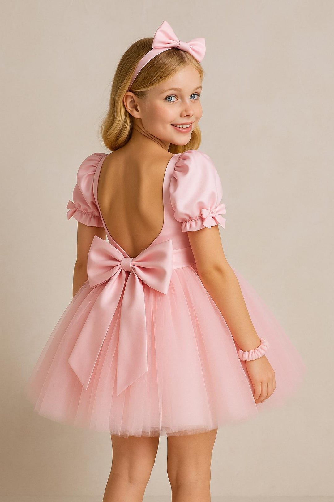 Pink Satin Flower Girl Dress Toddler Birthday Outfit Elegant Girls — free download