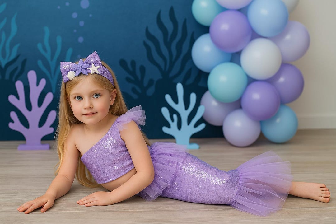 Lilac Sequin Mermaid Costume: Tulle Tail, Under the Sea Party Outfit - Etsy