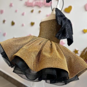 Tulle Dress For Girl, Toddler Gold Pageant Dress, Flower Girl Costume, Halloween, Baby 2nd Birthday Toddler Gown Dress, Christmas Dress,