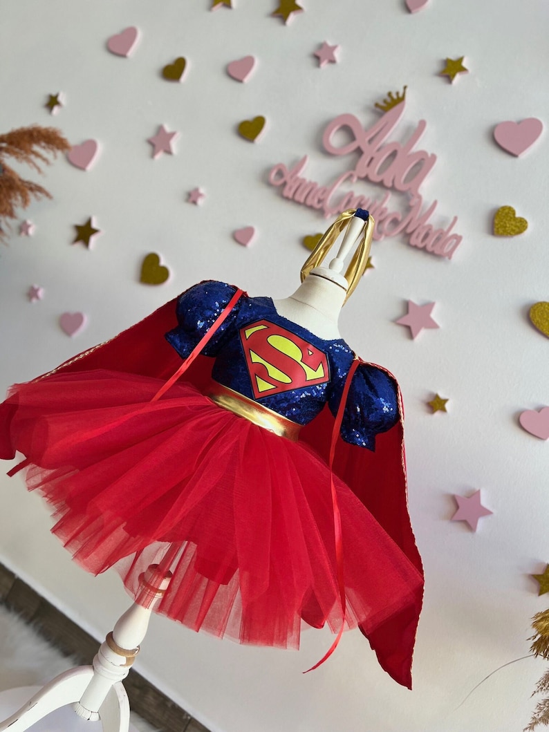 Super Girl Costume, Birthday Party Dress, Super Girl Tutu Dress