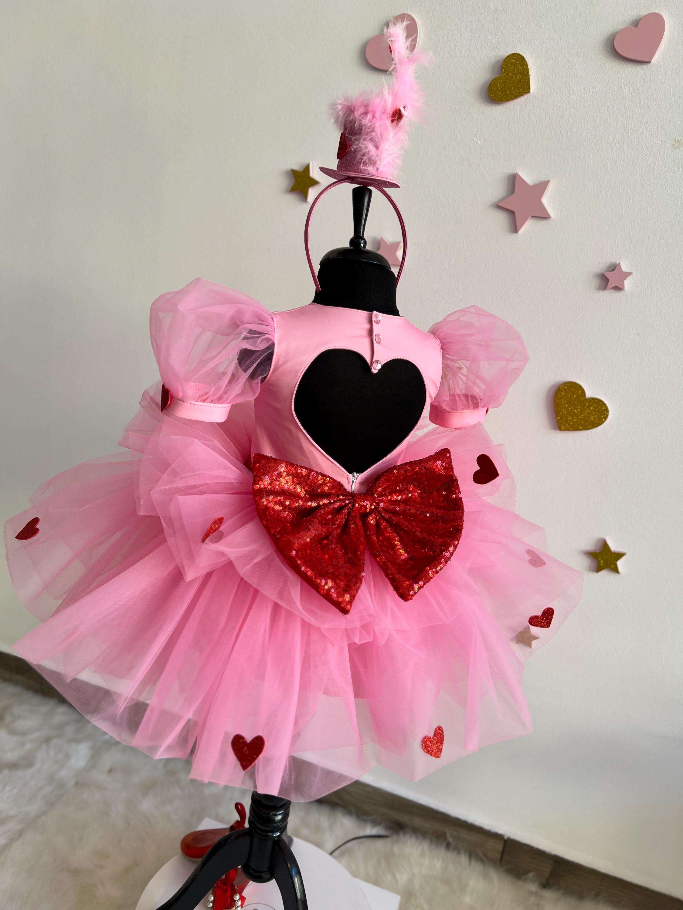 strapless open back dress Brute Pastel Pink Ruffle Dress With Cut-Out Heart