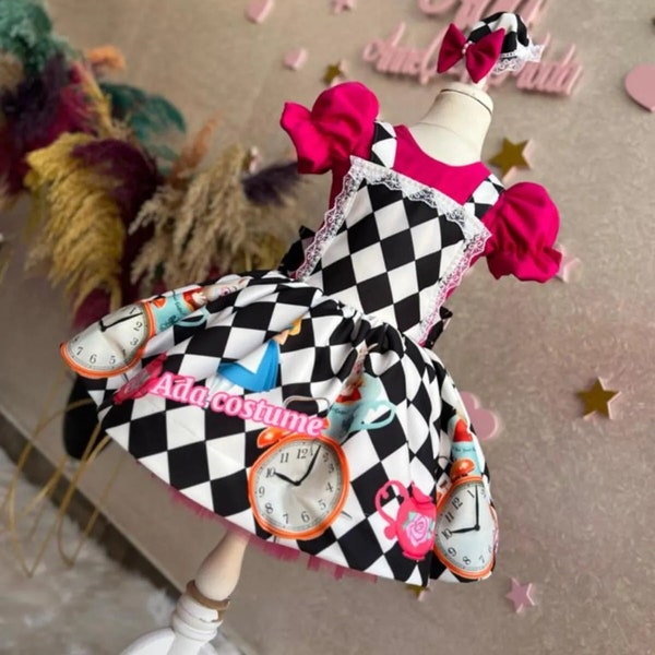 Alice Dress, Baby Girl Dress, Alice Wonderland Birthday Dress, Pink Alice Dress, Princess Costume, Alice Toddler Costume, Halloween Costume