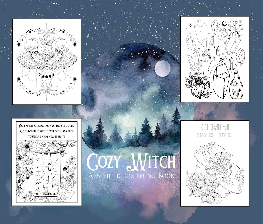 76 Cozy Witchy Adult Coloring Pages - Magical Coloring Pages - Witchy Coloring Pages - Spiritual ...