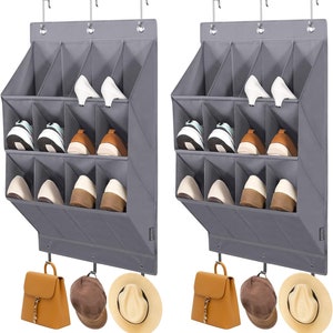 12 Large Pockets Hanging Shoe Organizer Over The Door Shoe Rack for Closet  Door Storage Mesh Shoe Holder Hanger for Men 