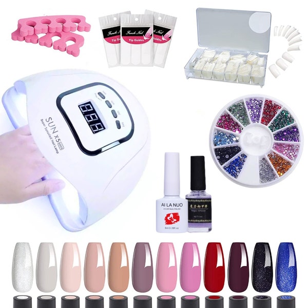 Gel Nail Kit with 120W Hight Quality UV Lamp Starter Kit - 12 Colors Nail Polish Salon Set, Top & Base Coat with Manicure Tools Set