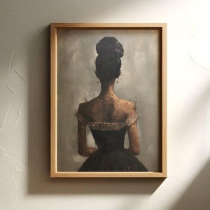 Weibliches Vintage Porträt | Afroamerikanische Wandkunst | Schwarzes Mädchen Wandkunst | Vintage schwarze Frau Porträt | Stimmungsvolle Wandkunst