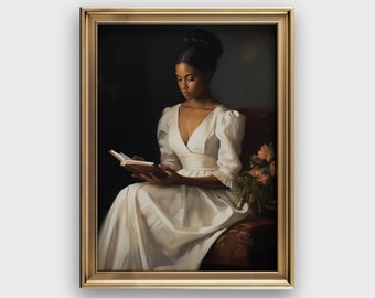Woman Reading Painting | Victorian Portrait Digital Download | Old World Art | Victorian Wall Decor