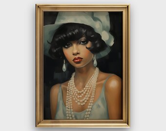 Female Vintage Portrait | African American Wall Art | Black Girl Wall Art | Vintage Black Woman Portrait | Moody Wall Art