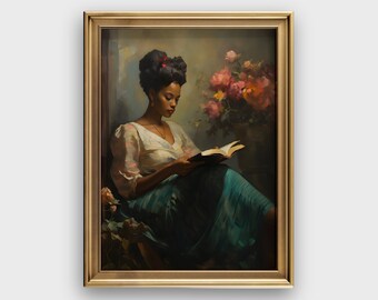 Woman Reading Print African American Wall Art Vintage Portrait Prints ...