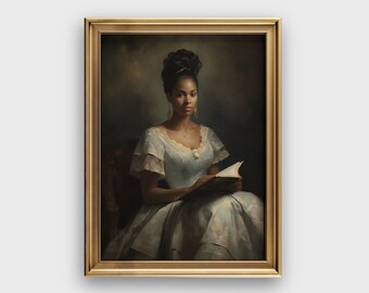 Woman Reading Print African American Wall Art Vintage Portrait Prints ...
