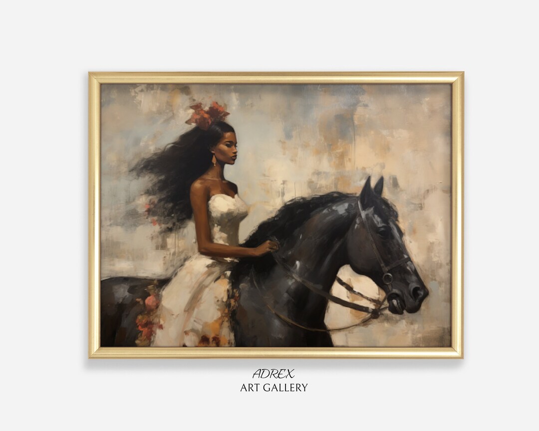 Vintage Equestrian Print Black Woman Art African American Prints Black ...