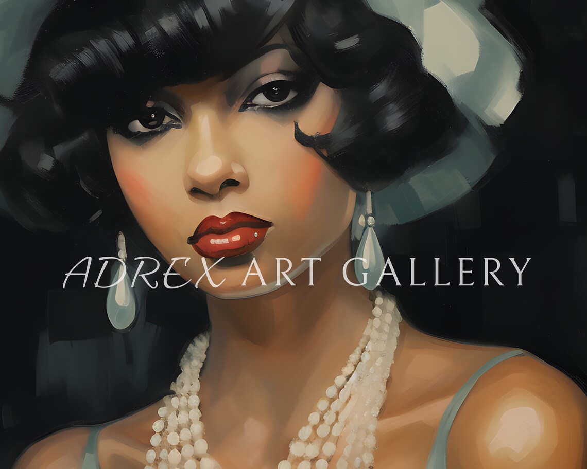 Female Vintage Portrait African American Wall Art Black Girl Wall Art