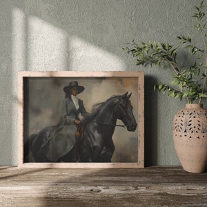 Female Equestrian Decor | Vintage Woman on Horseback | Black Woman Wall ...