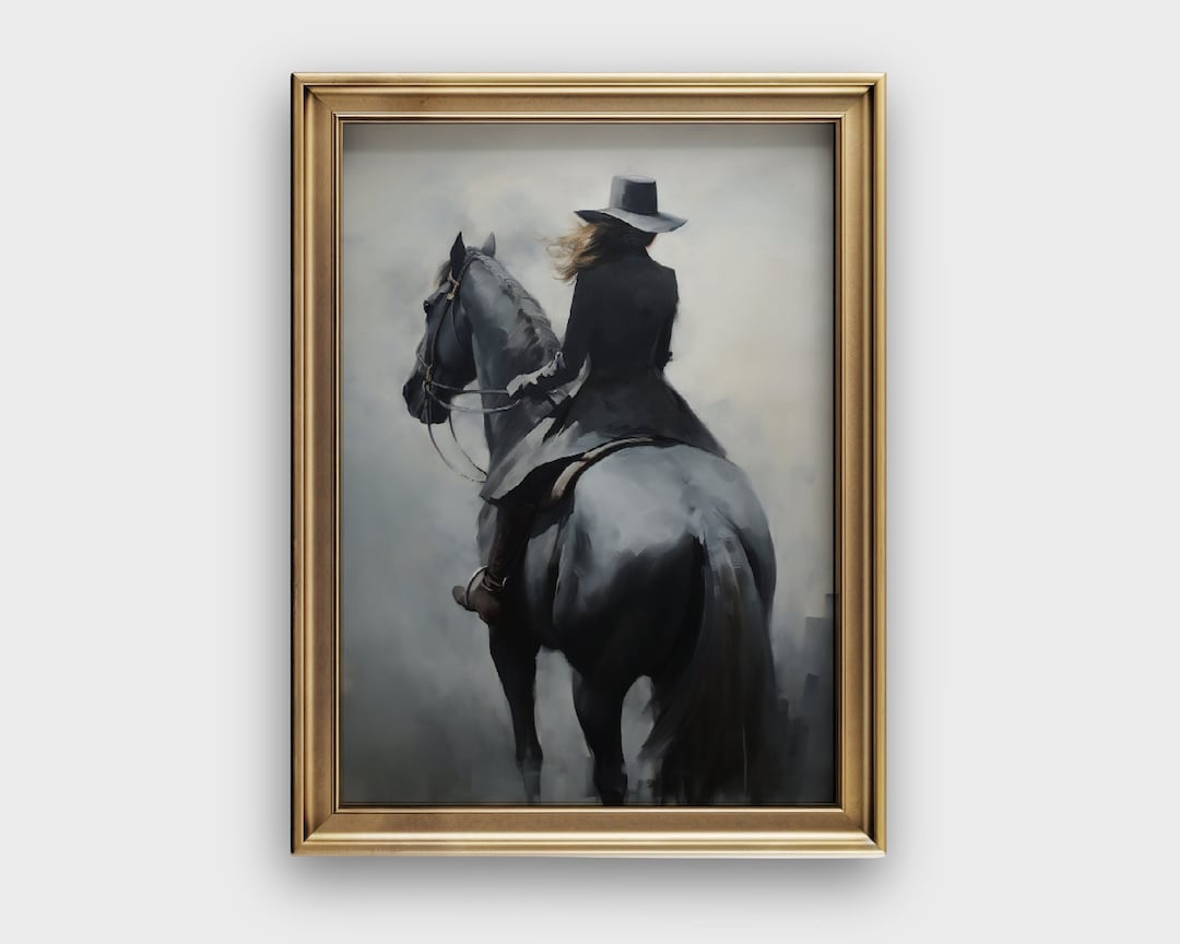 Vintage Equestrian Female Horse Painting Woman on Horseback Art Vintage ...