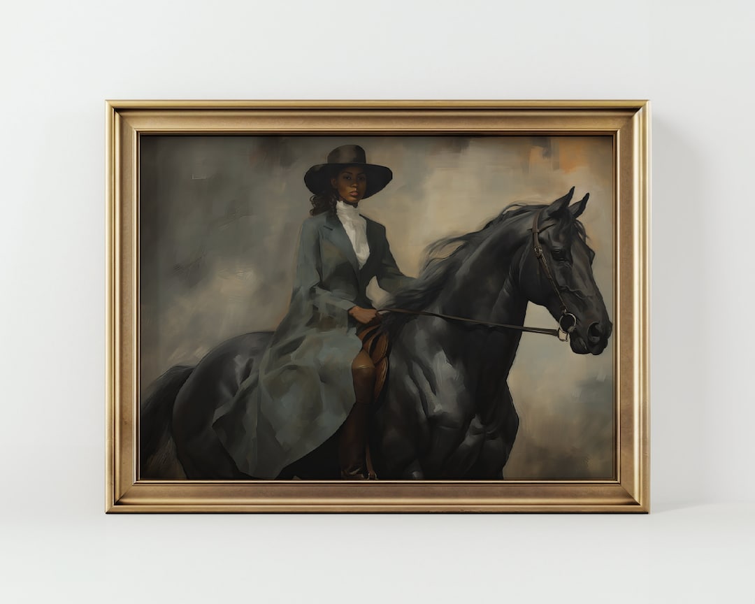 Female Equestrian Decor | Vintage Woman on Horseback | Black Woman Wall ...
