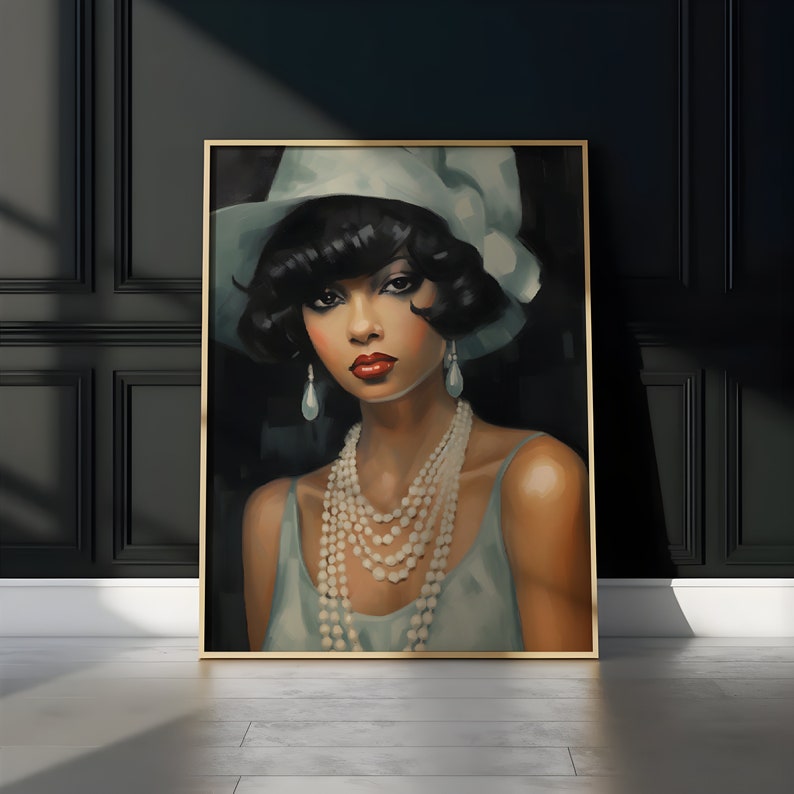 Female Vintage Portrait | African American Wall Art | Black Girl Wall ...