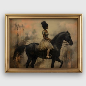 Vintage Equestrian Print | Black Woman on Horse Art | Faceless Print | Moody Wall Art | Black Art | African American Painting